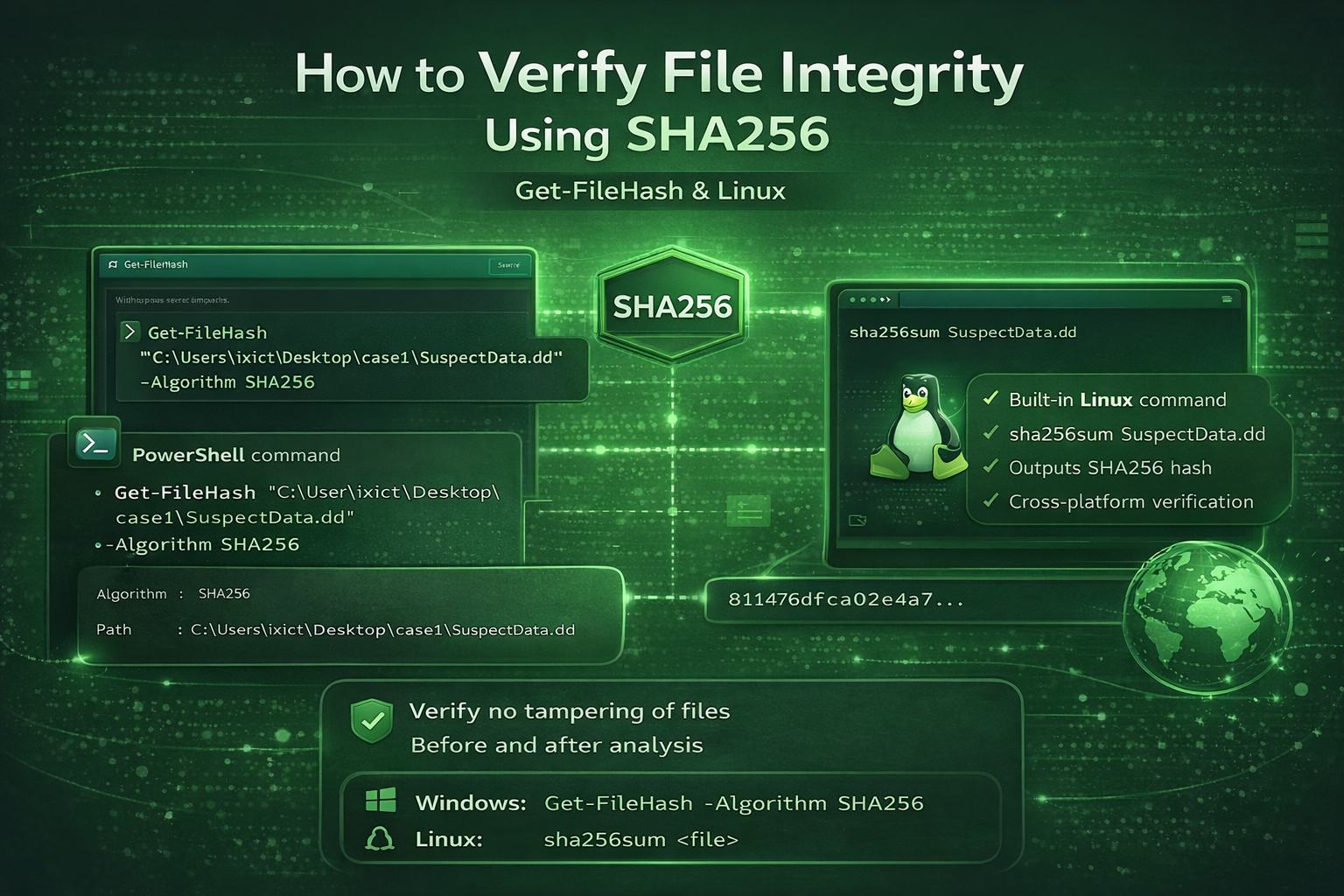 How to Verify File Integrity Using SHA256 (Get-FileHash & Linux)